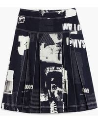 Desigual - Midi Skirt With Newspaper Pleats, Cotton - Lyst