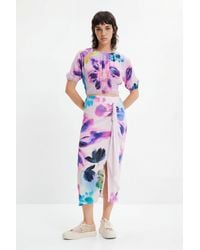 Desigual - M. Christian Lacroix Handkerchief Slit Midi Skirt, Viscose - Lyst