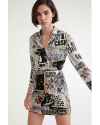Desigual - Newspaper Collage Slim Miniskirt, Cotton - Lyst