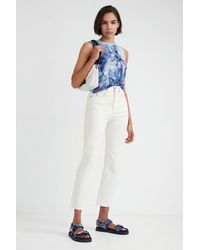 Desigual - Straight Cropped Jeans, Cotton - Lyst