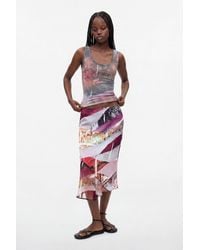 Desigual - Asymmetrical Printed Skirt, Polyester - Lyst