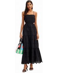 Desigual - Long Embroidered Cut-out Dress - Lyst