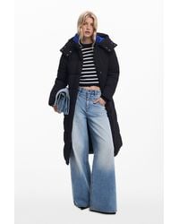 Desigual - Long Padded Jacket With Belt - Lyst