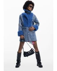 Desigual - Abrigo Híbrido Denim, Mujer, Algodon, Negro - Lyst