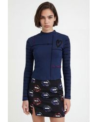 Desigual - Arty Ribbed Flounce T-Shirt - Lyst
