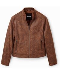 Desigual - Slim Biker Jacket, Polyester - Lyst
