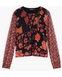 Desigual - Long-Sleeve Floral T-Shirt, Polyester - Lyst