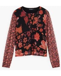 Desigual - Long-Sleeve Floral T-Shirt, Polyester - Lyst