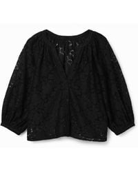 Desigual - Floral Lace Blouse, Polyester - Lyst