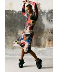 Desigual - Bedrucktes Kleid Mit Mündern, Damen, Viskose, Schwarz - Lyst