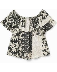 Desigual - Patchwork Floral Ruffle Blouse, Viscose - Lyst