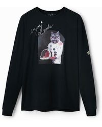 Desigual - Oversize Astronaut Cat T-Shirt, Cotton - Lyst