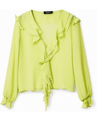 Desigual - Ruffle Tie Blouse, Polyester - Lyst