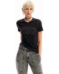 Desigual - Rhinestone Love T-shirt - Lyst