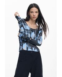 Desigual - Fine Floral-Texture Sweater - Lyst