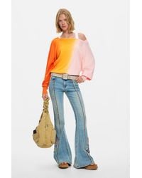 Desigual - Jeans Trousers With Flower Topstitching, Cotton - Lyst