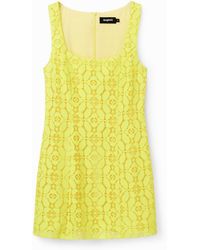 Desigual - Short Lace Dress, Polyester - Lyst