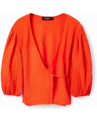 Desigual - Textured Wrap Blouse - Lyst
