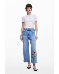 Desigual - Sunflower Culotte Jeans - Lyst