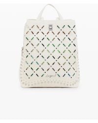 Desigual - Medium Backpack With Perforations And Studs, Cotton - Lyst