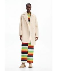 Desigual - Double-Breasted Bouclé Coat, Polyester - Lyst