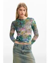 Desigual - Blouse Texture Flowers, Polyester - Lyst