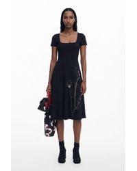 Desigual - Low-Cut Midi Dress, Cotton - Lyst
