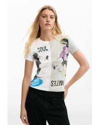Desigual - Mickey And Minnie Mouse Kiss T-Shirt, Cotton - Lyst