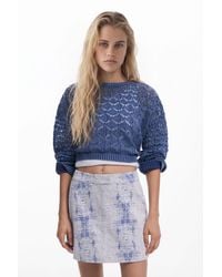 Desigual - Cropped Openwork Sweater - Lyst