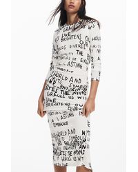 Desigual - Midi Dress With Phrase, Viscose - Lyst