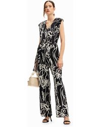 Desigual - Long Jumpsuit With Arty Flowers. - Lyst