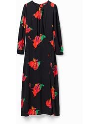 Desigual - Long Floral Slit Dress, Viscose - Lyst