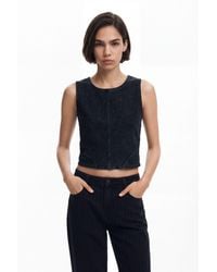Desigual - Washed Effect Knit T-Shirt, Cotton - Lyst