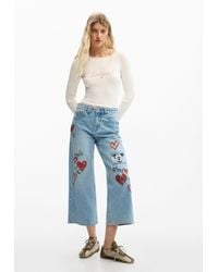 Desigual - Mickey Mouse Culotte Jeans, Cotton - Lyst