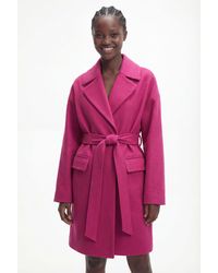 Desigual - 3/4 Wool Coat Belt - Lyst