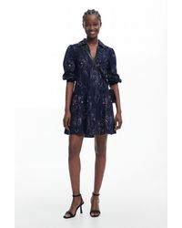 Desigual - Mini Dress With Faces, Cotton - Lyst