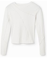 Desigual - Ribbed Patchwork T-Shirt, Cotton - Lyst