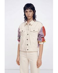 Desigual - Short Embroidered Denim Jacket, Cotton - Lyst