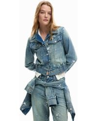Desigual - Embroidered Trucker Jacket, Cotton - Lyst