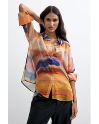 Desigual - Printed Long Sleeve Blouse, Polyester - Lyst