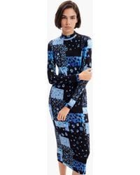 Desigual - Floral Ribbed Midi Dress, Viscose - Lyst
