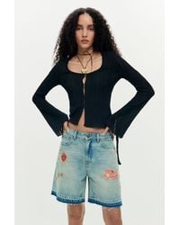 Desigual - Printed Denim Bermuda - Lyst