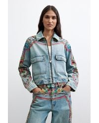 Desigual - Embroidered Denim Jacket 100% Cotton, Cotton - Lyst