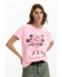 Desigual - Mickey And Minnie Mouse Heart T-Shirt, Cotton - Lyst