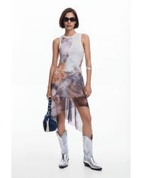 Desigual - Asymmetric Floral Dress, Polyester - Lyst