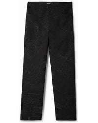 Desigual - Long Trousers With Text Print. Polyester - Lyst
