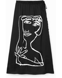 Desigual - Arty Face Midi Skirt, Polyester - Lyst
