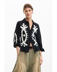 Desigual - Embroidered Balloon Sleeve Shirt, Cotton - Lyst