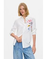 Desigual - Embroidered Floral Shirt, Viscose - Lyst
