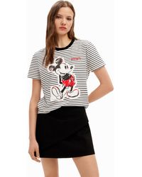 Desigual - Striped Mickey Mouse T-shirt - Lyst